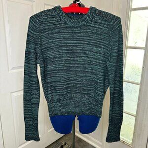 Uniqlo Women's Teal and Black Crewneck Sweater Size Medium Winter Cozy